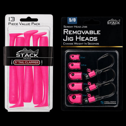 Stack Tackle Screwy Head Jigs + Tail Clapper Bundle Pack