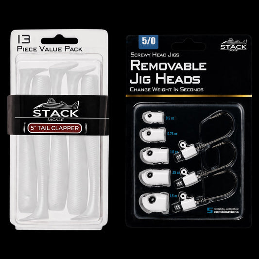 Stack Tackle Screwy Head Jigs + Tail Clapper Bundle Pack