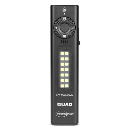 POWERTAC QUAD 2000 Lumen Flashlight | 4-in-1 Flat Design | USB-C Rechargeable | Green Laser + UV + Warm Side Light | Brightest Multi-Beam Tactical Light