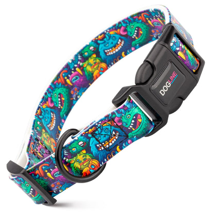 Dogline Biothane Full Color Design Printed Dog Collar with Quick Release Buckle