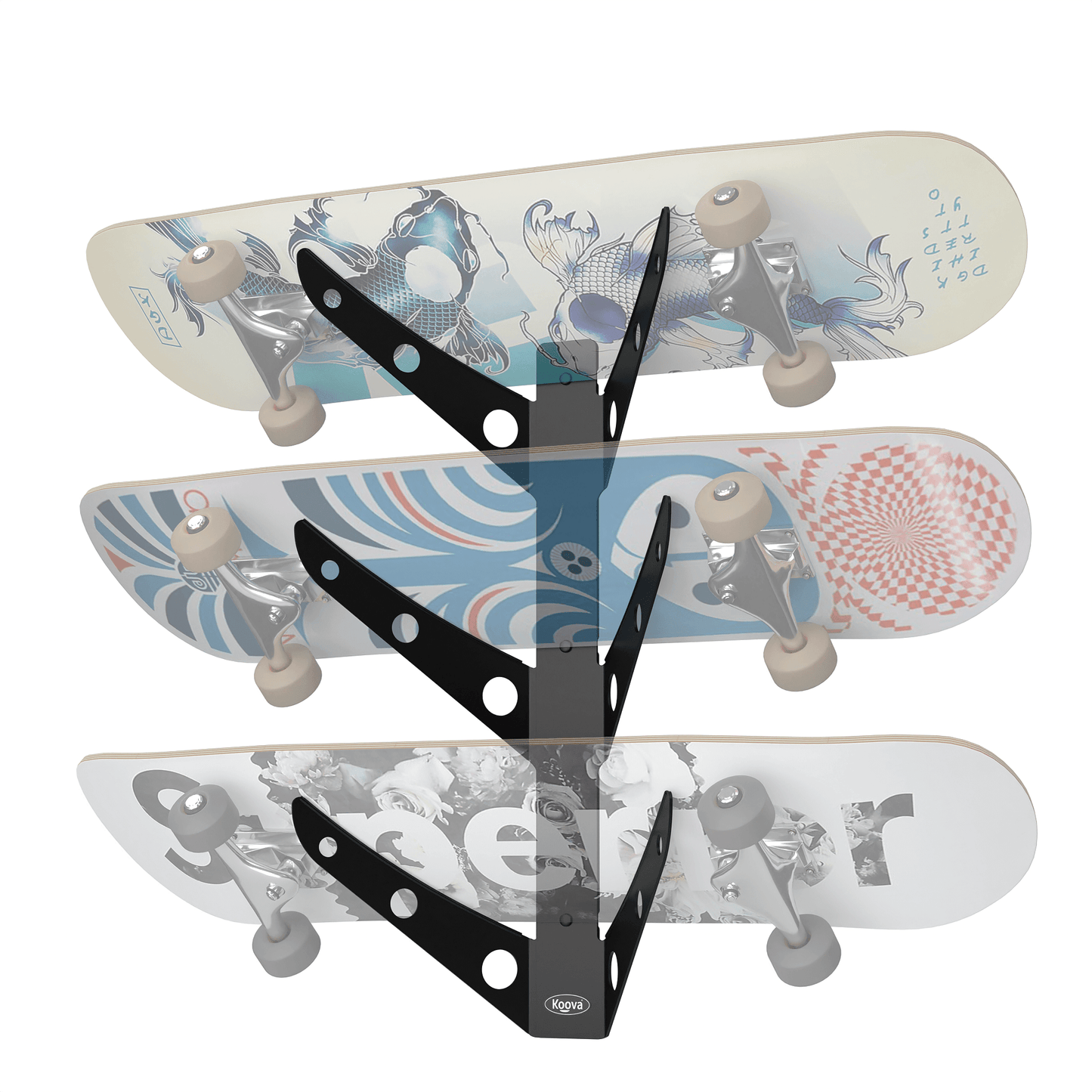 Koova - Skateboard Rack for 1, 2 or 3 Skate Decks