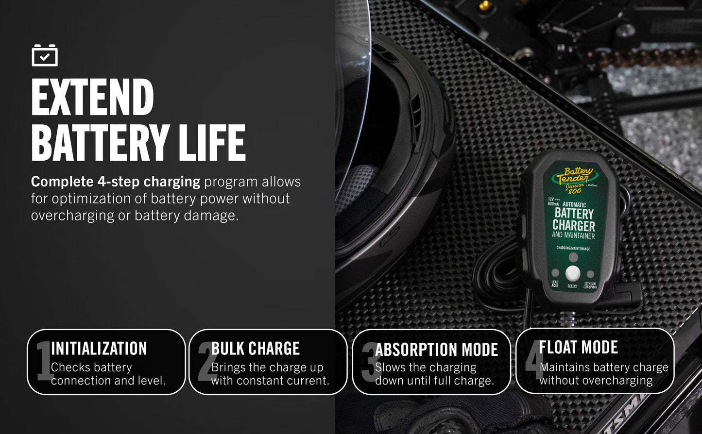 Battery Tender Junior 1 AMP 12V Selectable Chemistry Battery Charger and Maintainer