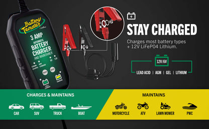 Battery Tender® 3 AMP Power Tender® 12V / 6V Switchable Battery Charger