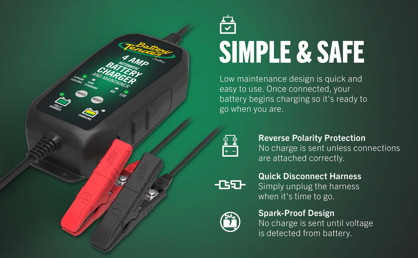 Battery Tender® 4 AMP Power Tender® 12V / 6V Switchable Battery Charger