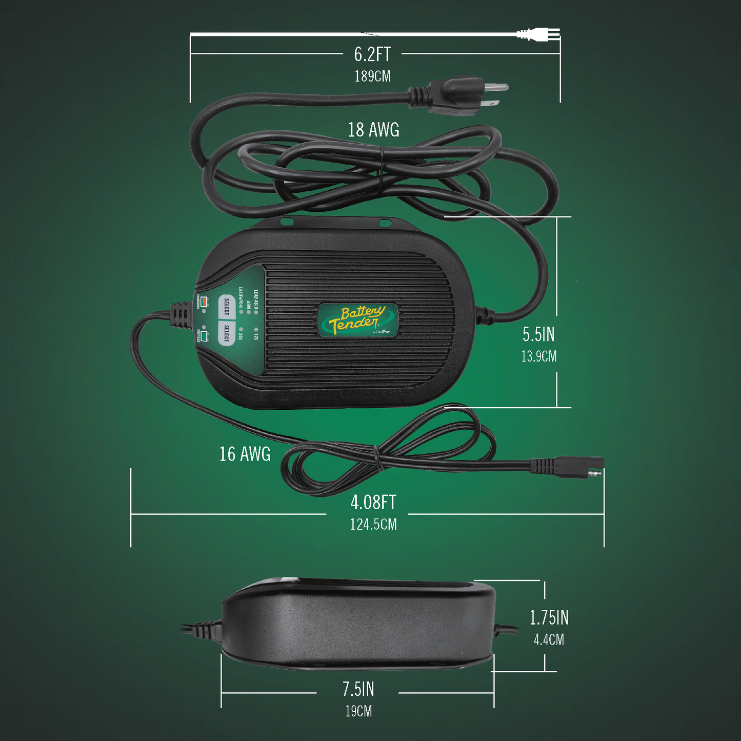 Battery Tender® 5 AMP 12V/24V Selectable Battery Charger and Maintainer