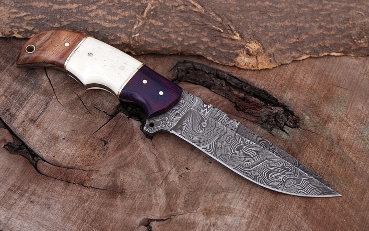 KBS Knives Custom Handmade Damascus Steel Hunting Knife with G10, Bone & Rosewood Handle – 9" | KBS Knives