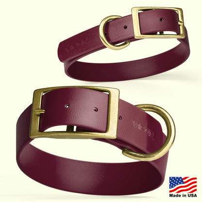 Dogline Viper Biothane Waterproof Dog Collar - Brass Hardware - Size XS (9" - 12")