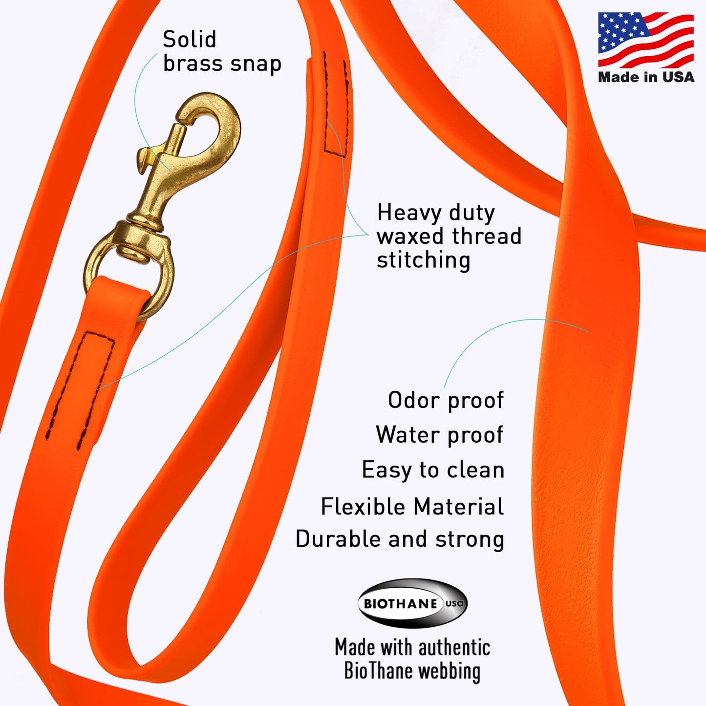 Dogline Viper Biothane Long Line 33 ft Lead with Brass Hardware