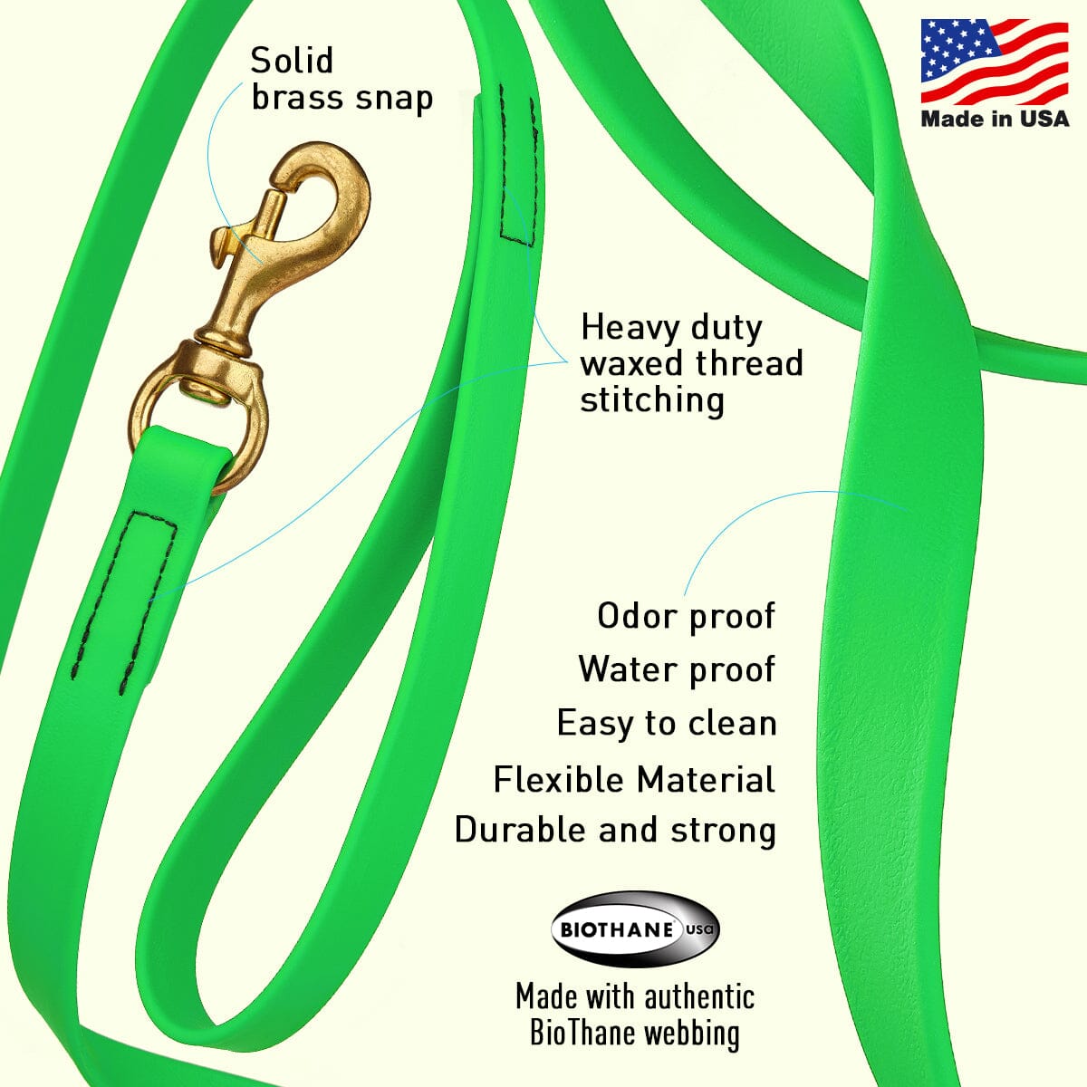 Dogline Viper Biothane Long Line 15 ft Lead with Brass Hardware