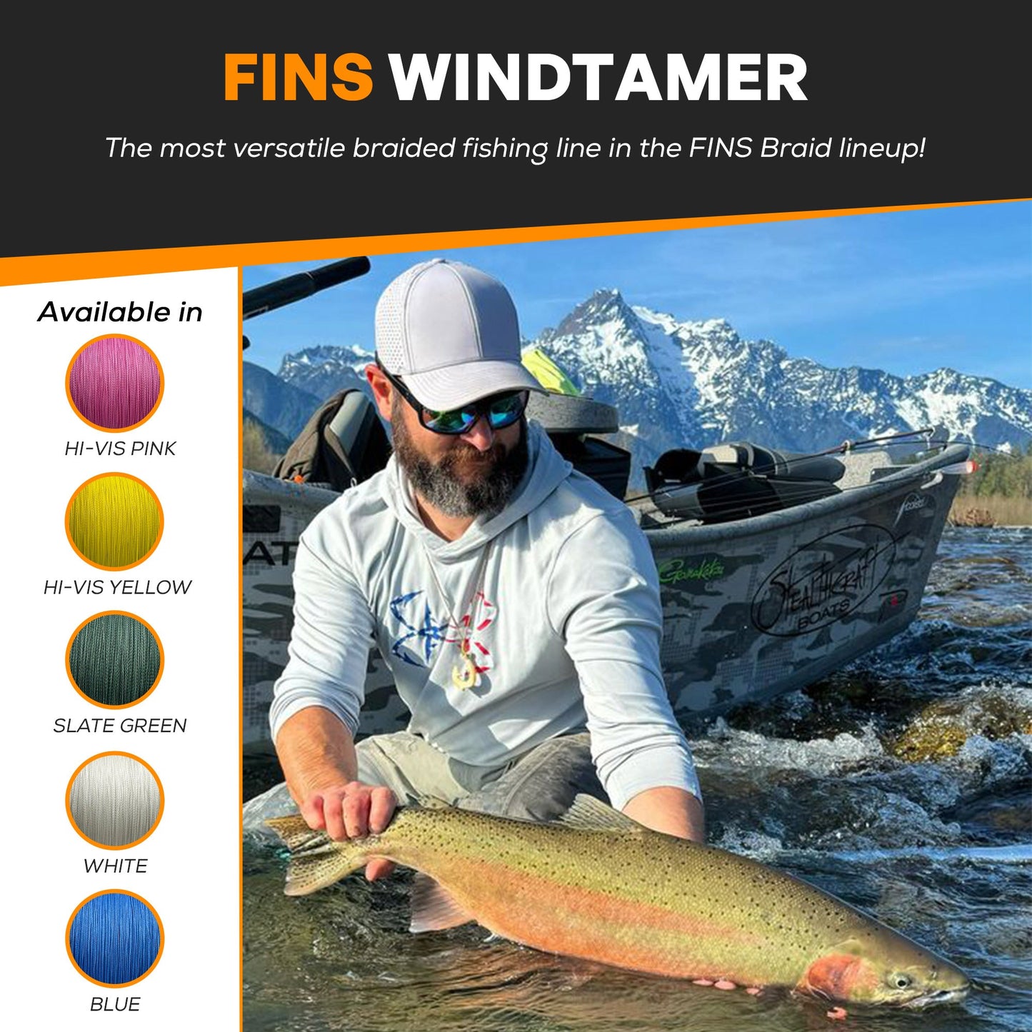 FINS Fishing Windtamer Fishing Braid 20-40lb.