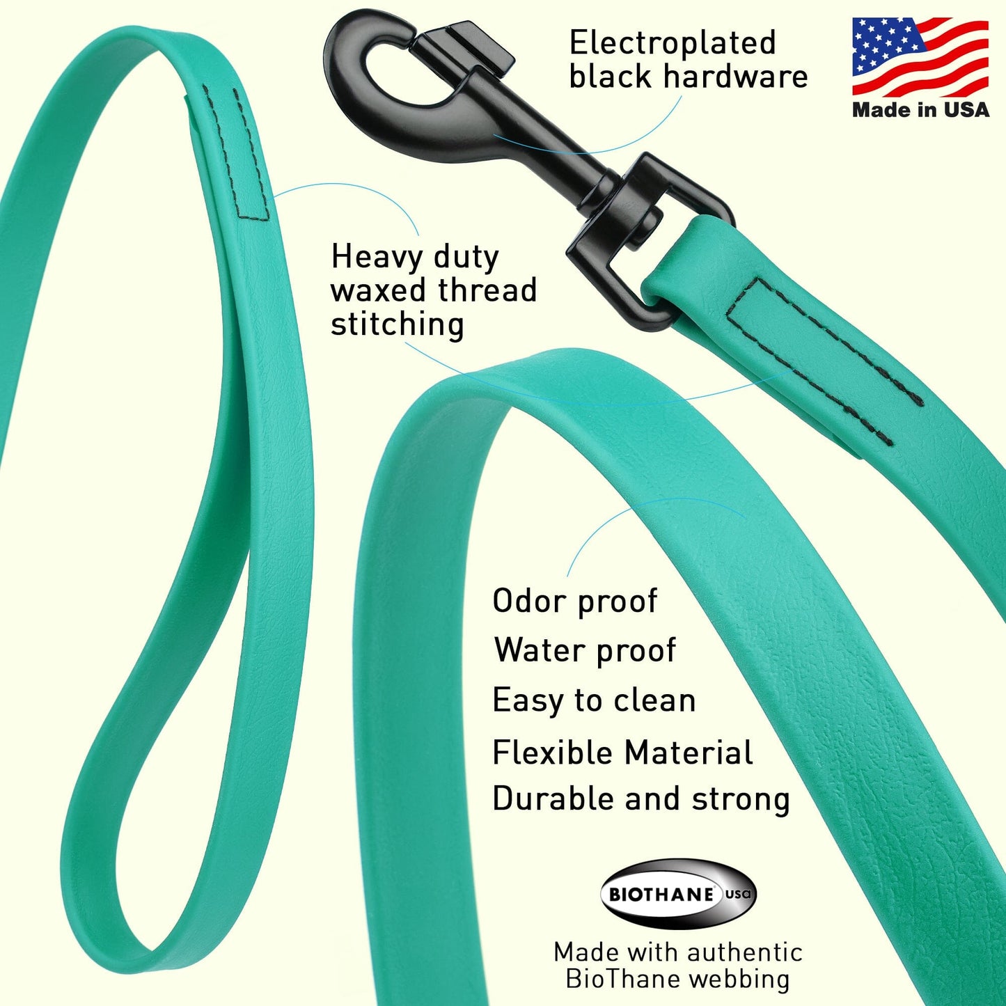 Dogline Biothane Waterproof Leash 2 ft