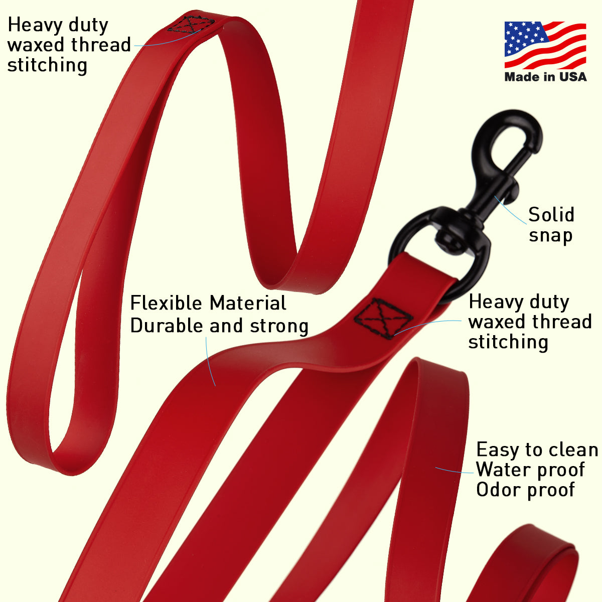 Dogline Biothane Waterproof Multi-Handle Leash