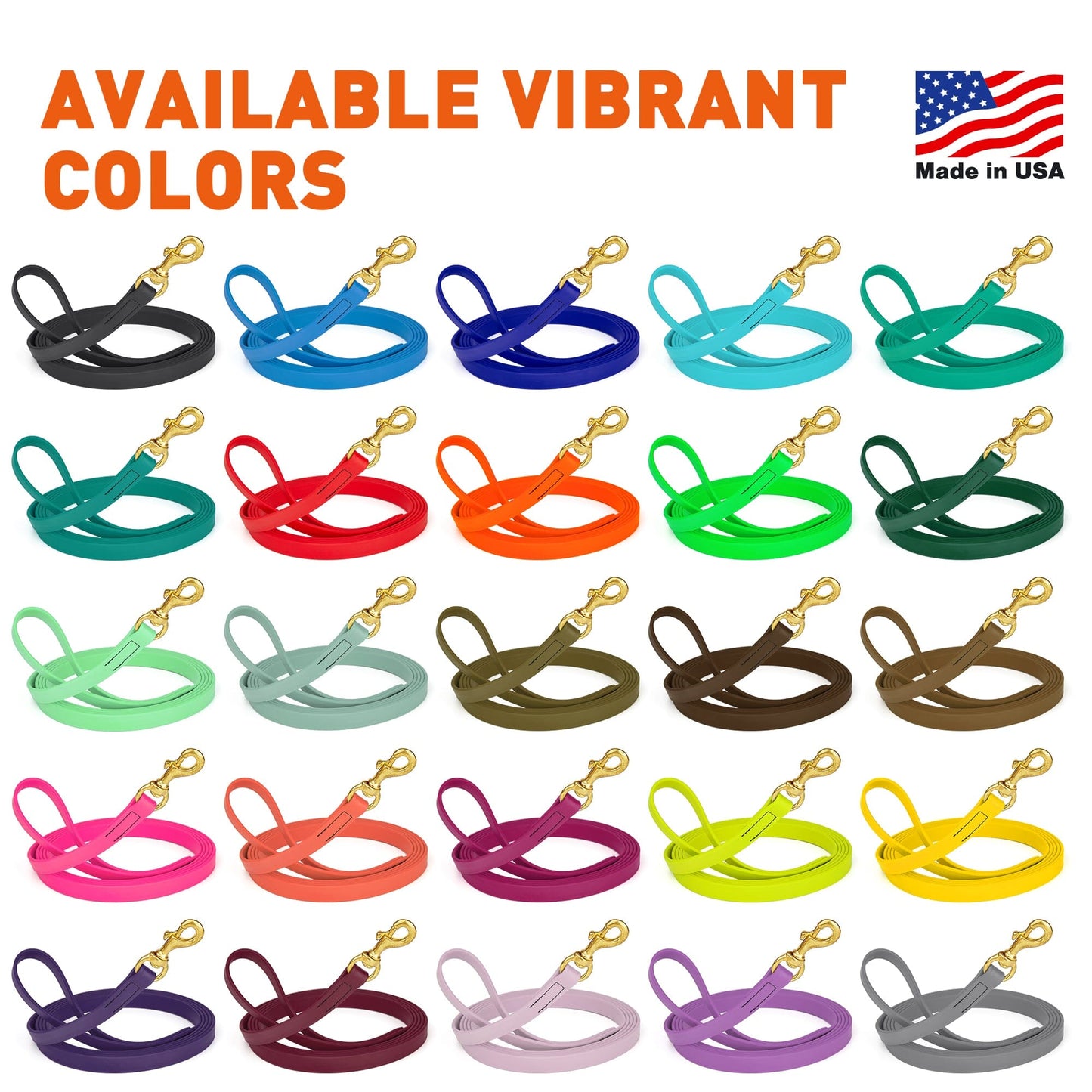 Dogline Viper Biothane Long Line 15 ft Lead with Brass Hardware