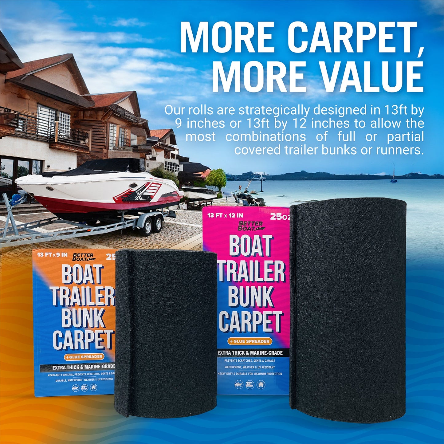 Better Boat - Boat Trailer Bunk Carpet for Bumpers