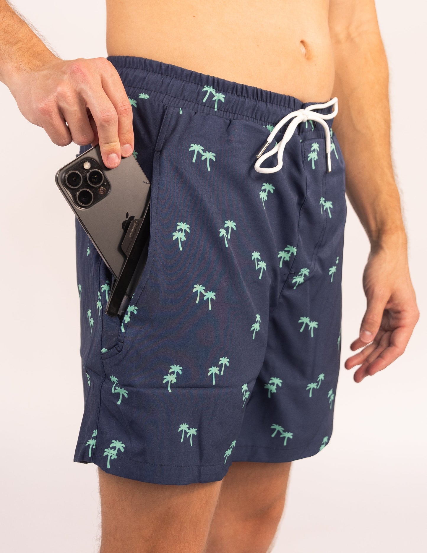 Dry Pocket Tropical Trees - Waterproof Pocket Swim Shorts - Athletic Liner