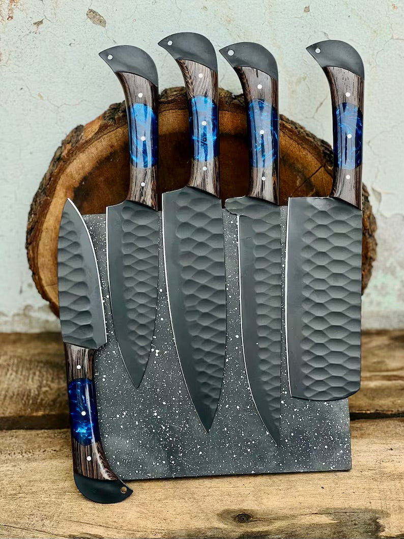 Texan Knives Damascus steel/D2 steel handmade knife chef set/Gift for wife/Girlfriend/Fiancee-wedding Gift-Valentine day gift/Husband Gift/sharp slicer