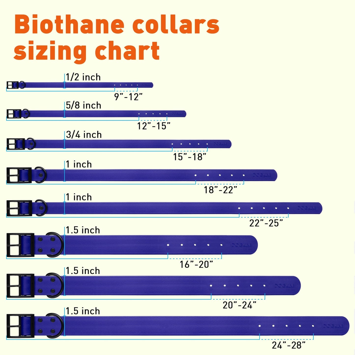 Dogline Biothane Waterproof Collar - X-Small (9 to 12 inches)
