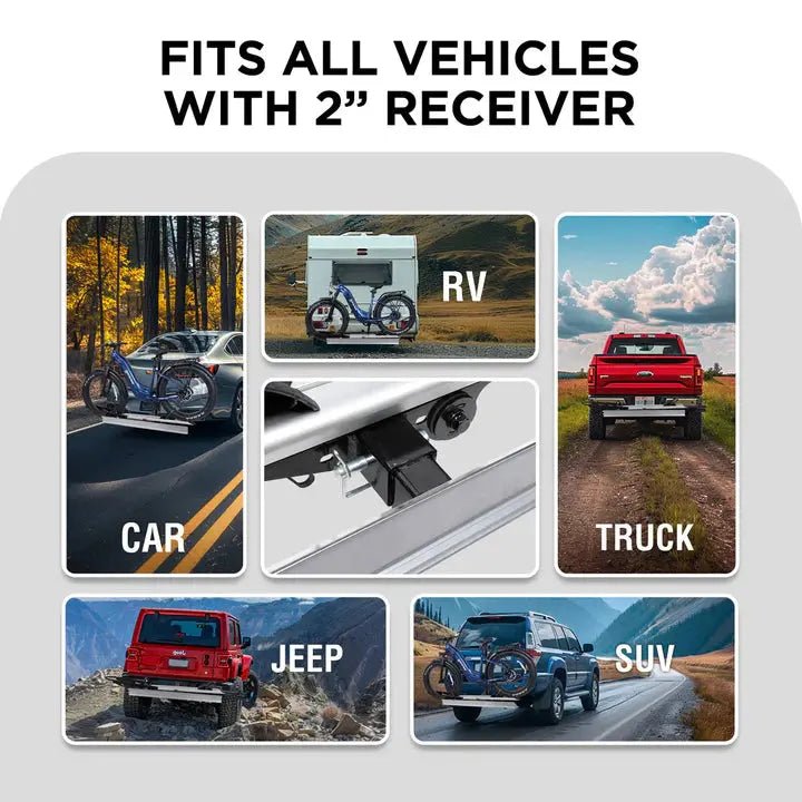 1 - Bike Hitch E - bike Rack with Ramp, Folding Single Electric Bike Carrier, 100 LBS Capacity, Fits 2'' Receiver - Angler's Pro Tackle & Outdoors