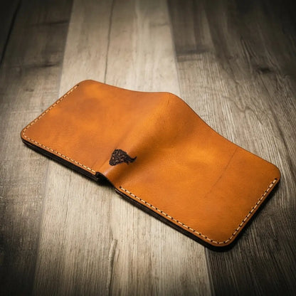 Bull Sheath Leather Badge Bifold Wallet