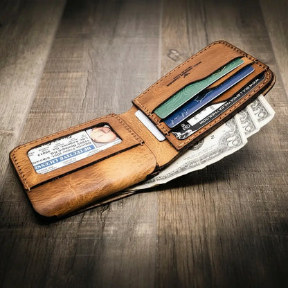 Bull Sheath Leather Badge Bifold Wallet