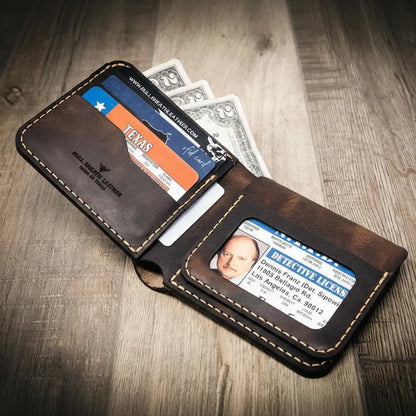 Bull Sheath Leather Badge Bifold Wallet