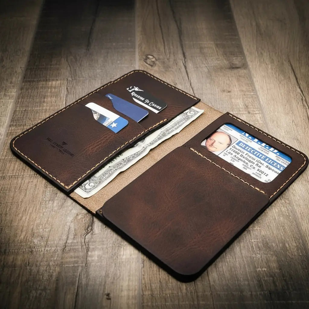 Bull Sheath Leather Badge Long Wallet