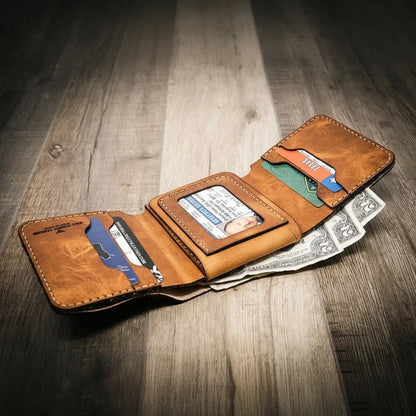 Bull Sheath Leather Badge Trifold Wallet