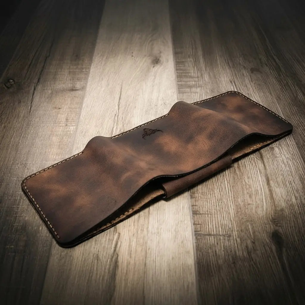 Bull Sheath Leather Badge Trifold Wallet