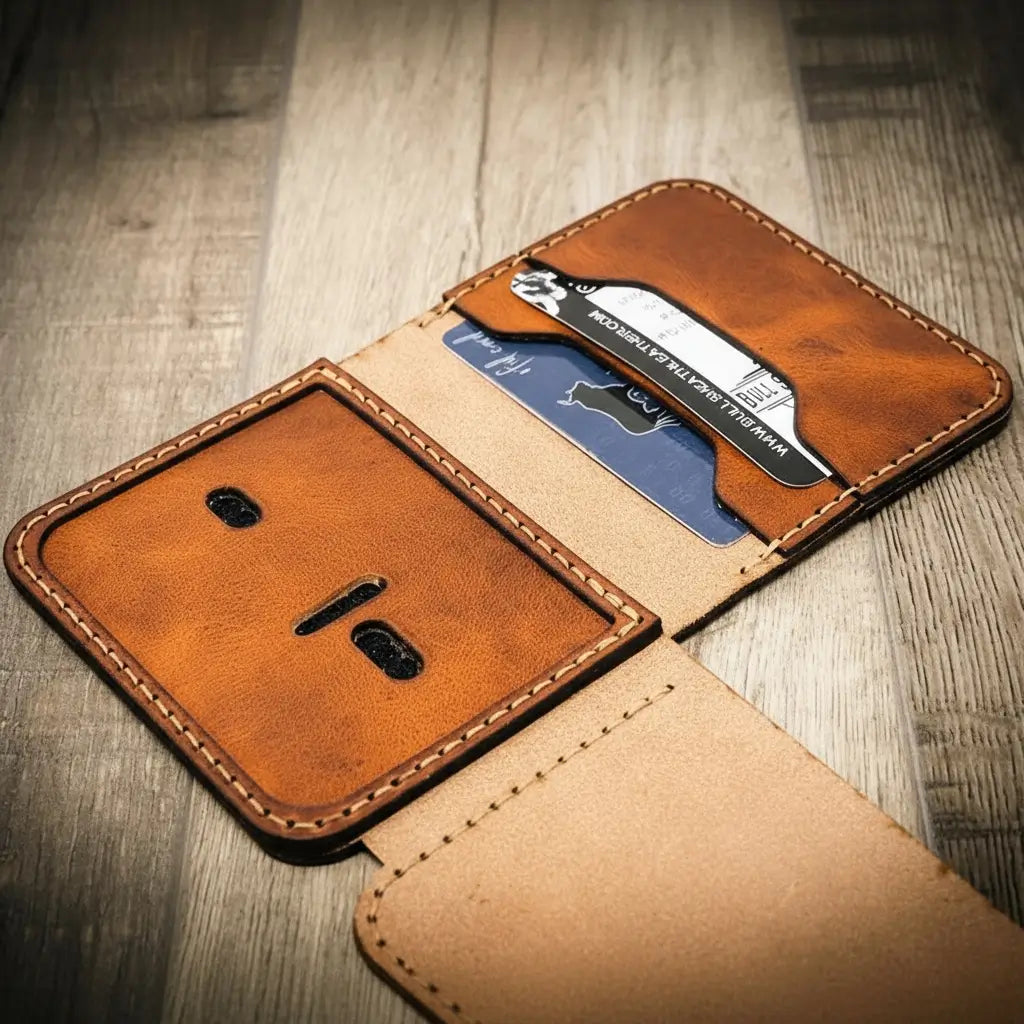 Bull Sheath Leather Minimalist Badge Wallet