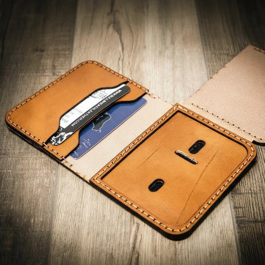 Bull Sheath Leather Minimalist Badge Wallet