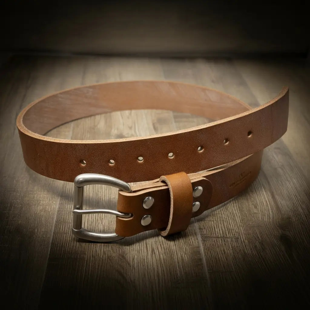 Bull Sheath Leather Men's Leather Belt - Oak Brown