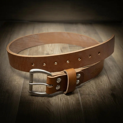 Bull Sheath Leather Men's Leather Belt - Oak Brown