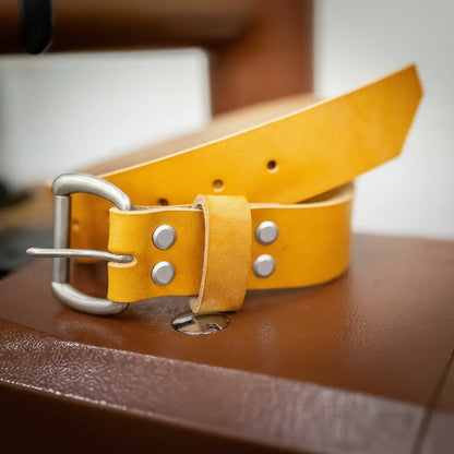 Bull Sheath Leather Men's Leather Belt - Saddle Tan