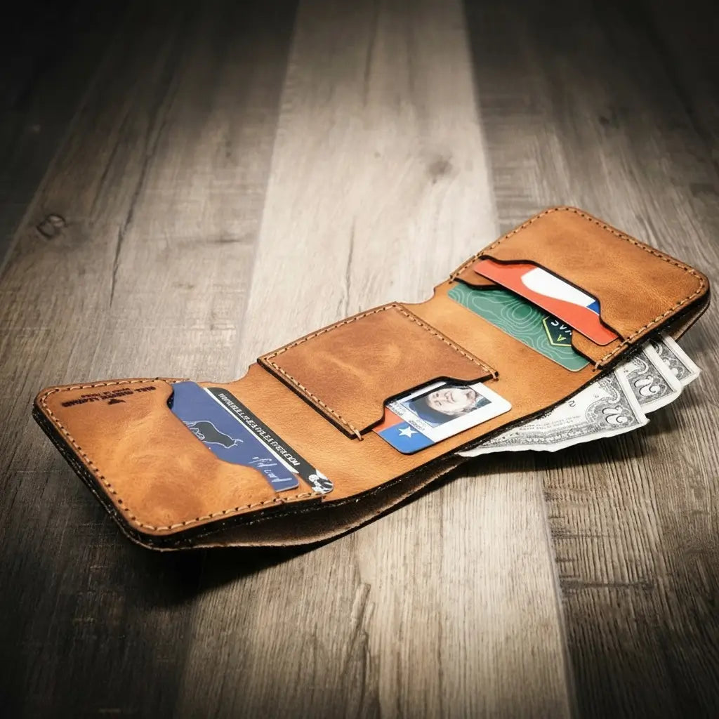 Bull Sheath Leather The Trinity Trifold Wallet