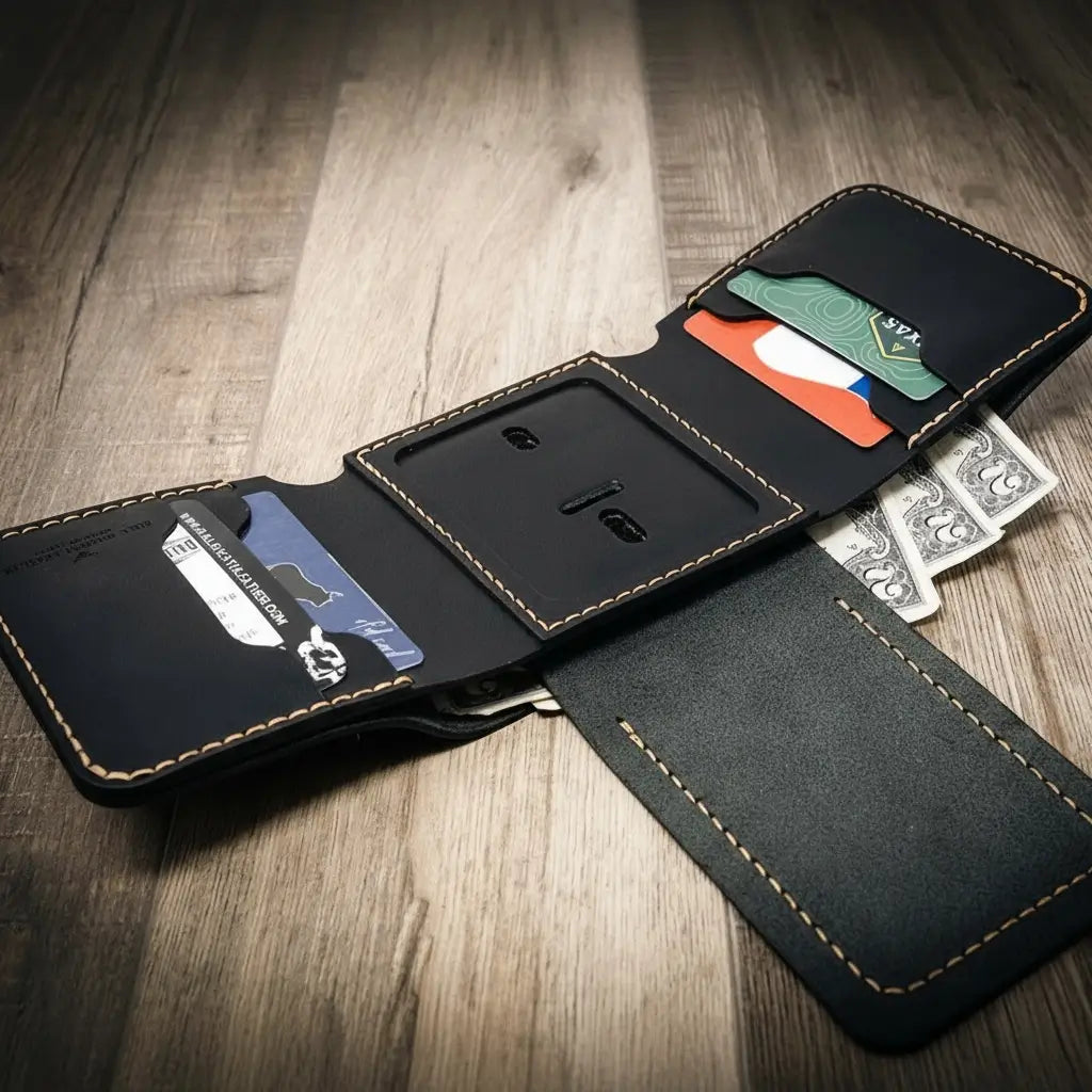Bull Sheath Leather Badge Trifold Wallet