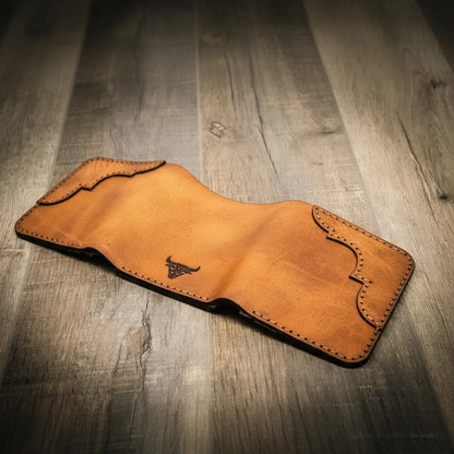 Bull Sheath Leather Western Trifold Wallet