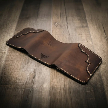 Bull Sheath Leather Western Trifold Wallet