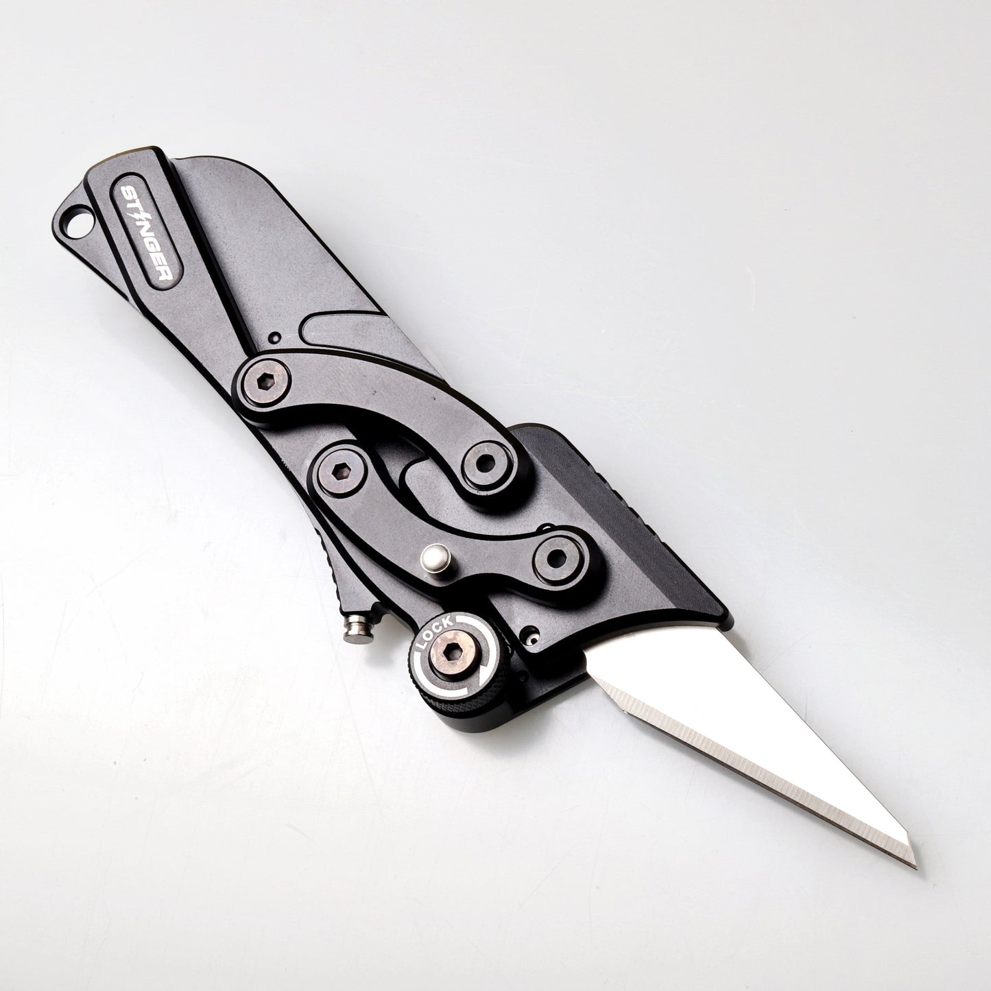 Stinger Survival Tools Olfa Evolution Edge with Leather Pouch, Folding Pocket Utility - Matte Black