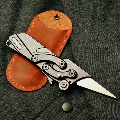 Stinger Survival Tools Olfa Evolution Edge with Leather Pouch, Folding Pocket Utility - Matte Black