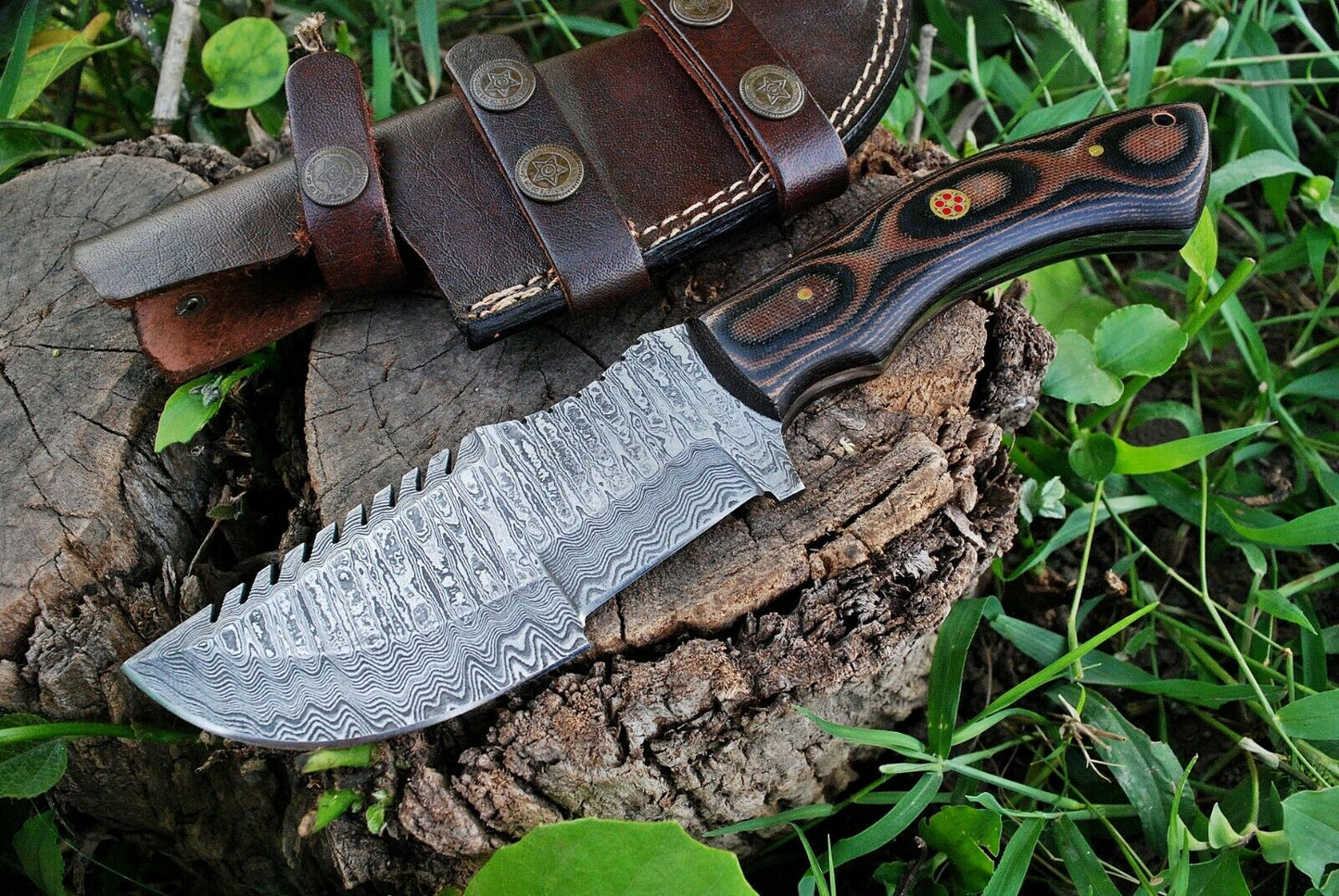 KBS Knives Knife from the Movie The Hunted – 10" Damascus Steel with Micarta Handle