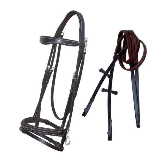 Bridles & Reins ExionPro Quick Release Snaffle Jumping Bridle with Rubber Reins