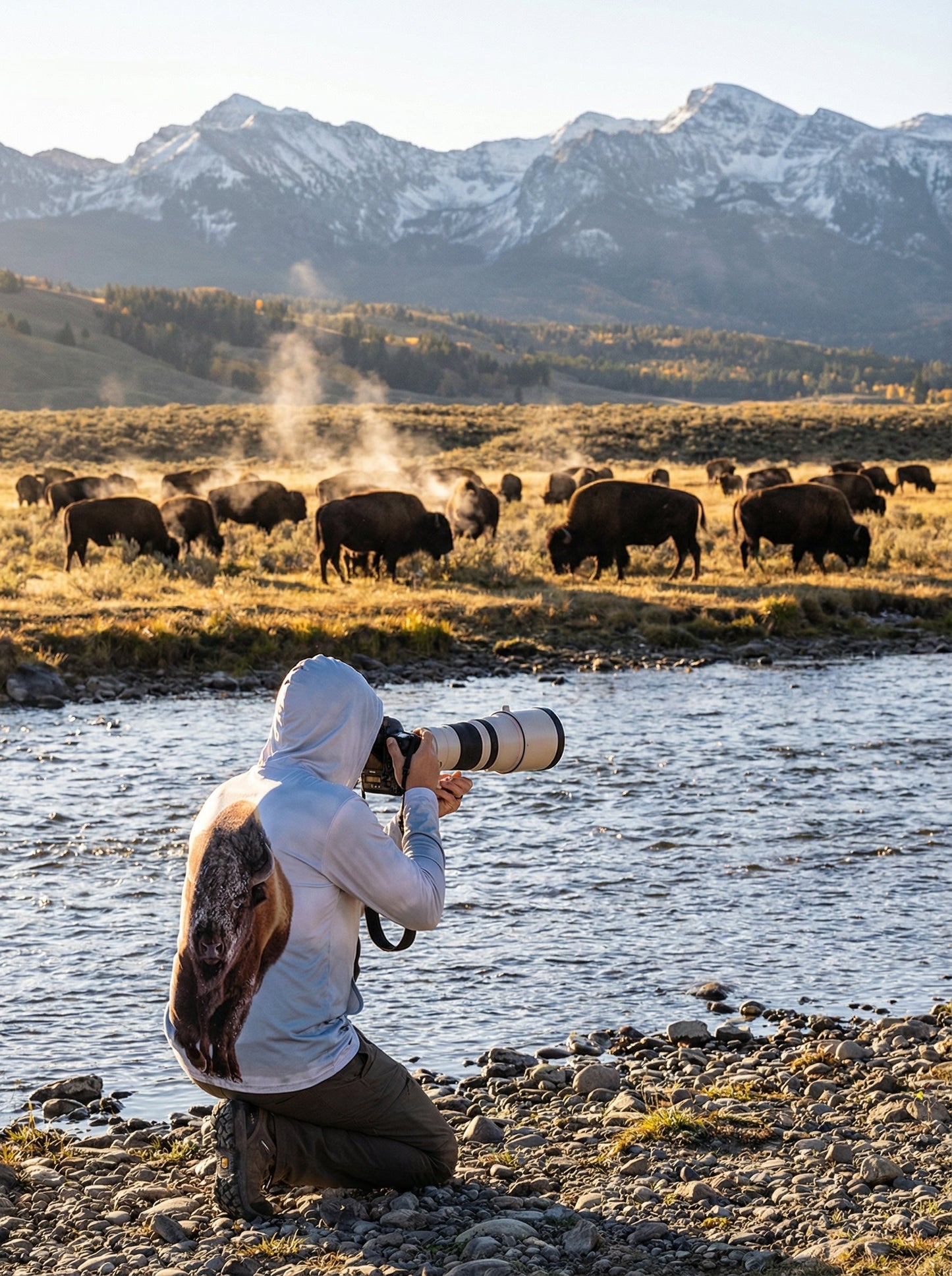 Cognito Brands Bison Sun Protective Wildlife Graphic Hoodie