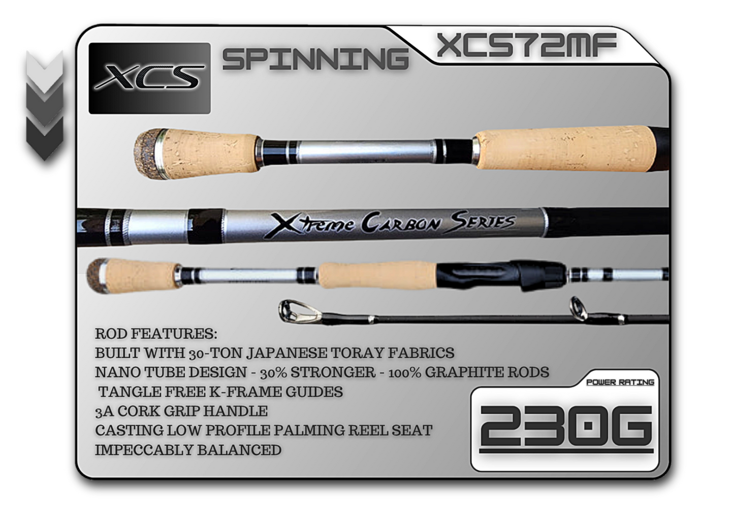 Fish Xtreme Rods XCS72MF (230g) 7'2" Medium Fast Spinning