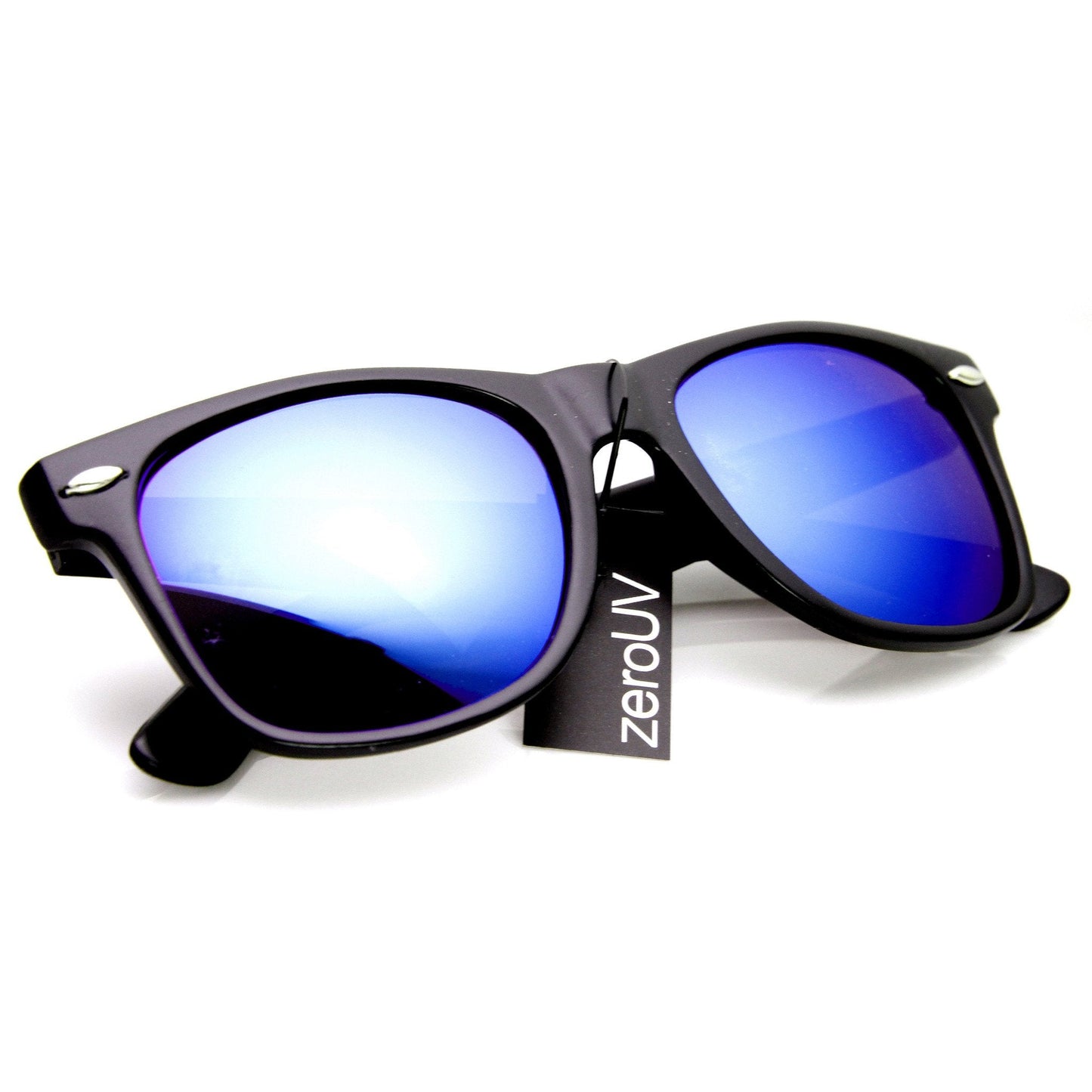 zeroUV Retro Matte Black Horned Rim Flash Colored Lens Sunglasses 58mm 8025