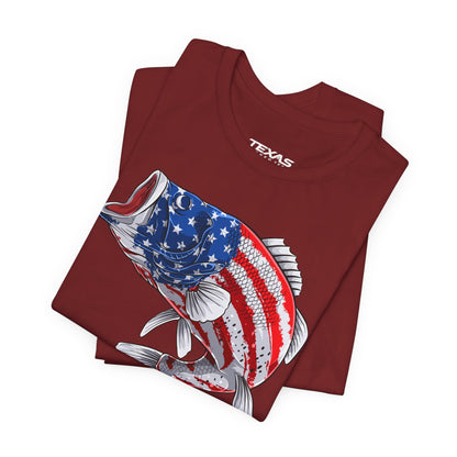 Texas Rigged Tees Patriotic Bass — Unisex Cotton Tee