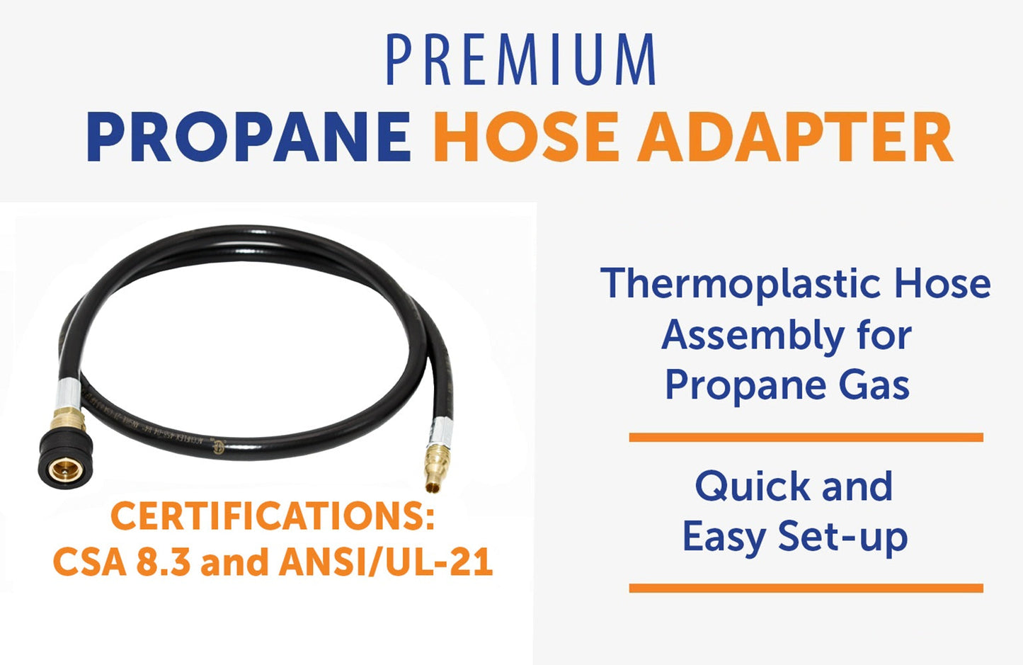 Flame King RV, Van, Trailer, Dual Quick Connect Hose, LP Gas Only, 48 inch, 1/4 inch