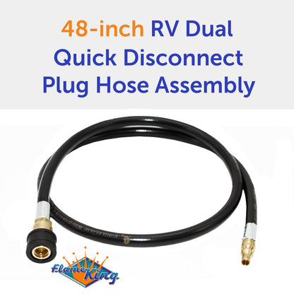 Flame King RV, Van, Trailer, Dual Quick Connect Hose, LP Gas Only, 48 inch, 1/4 inch