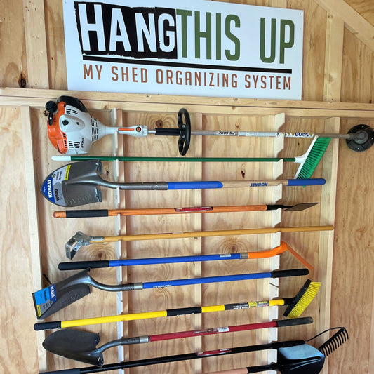 HangThis Up - Best Yard Tool Rack, Garden Tool Organizer, Shed Organization, Universal Garden Tool Storage Rack, Yard Tool Storage Rack