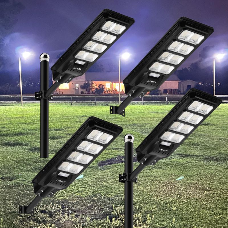 Langy Solar Lights 4 pack 200W solar street lights 25000 lumens