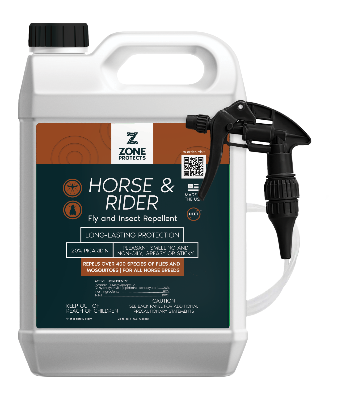 Zone Protects Horse & Rider Fly & Insect Repellent Spray, Gallon w/ Ba ...